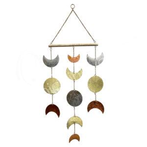Triple Moon Hanging in Tri-Color Metal