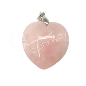 (CLOSE OUT) PENDANT - HEART ROSE QUARTZ (PK 10) 1.25"