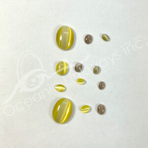 (CLOSE OUT) CABOCHON - CAT'S EYE MIXED YELLOW AND BROWN (PK 3) 6-18 MM L