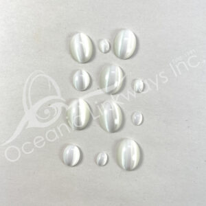 (CLOSE OUT) CABOCHON - CAT'S EYE, WHITE (PK 3) 6-18 MM L