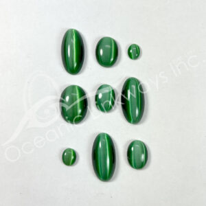 (CLOSE OUT) CABOCHON - CAT'S EYE, GREEN (PK 3) 10-30 MM L