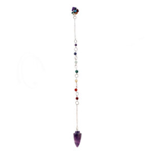 Amethyst Teardrop Pendulum with Chakra Chain