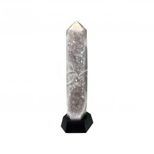 Polished Electroplated Agate on Wood Base