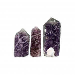 Polished Amethyst in Agate with Druse Obelisk