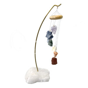 TABLE CHIME - CRYSTAL QUARTZ BASE WITH CHAKRA STONES 7.5-8.5"H