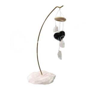 TABLE CHIME - ROSE QUARTZ BASE WITH AMETHYST HEARTS 7.5-8.5”H