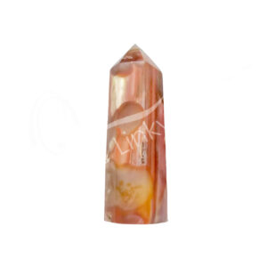 Polished Red Cherry Blossom Agate Obelisk