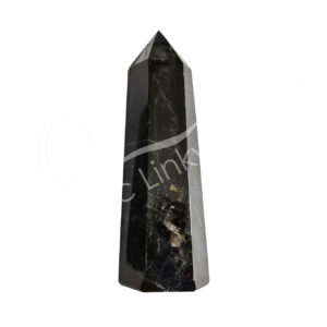 Polished Black Quartz with Lines Obelisk 6 Sides