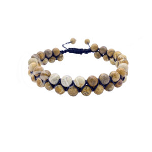 (CLOSE OUT) BRACELET - DOUBLE ROW ADJUSTABLE JASPER, PICTURE (6 MM) 6.75-10.25"