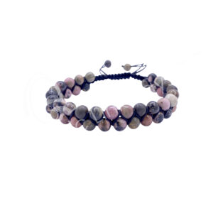 BRACELET - DOUBLE ROW ADJUSTABLE RHODONITE (6 MM) 6.75-10.25"