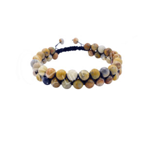 BRACELET - DOUBLE ROW ADJUSTABLE AGATE, CRAZY LACE (6 MM) 6.75-10.25"