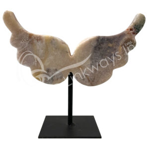 Pink Amethyst Angel Wings on Metal Stand