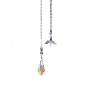 PENDULUM - CRYSTAL AB FACETED TEARDROP ANGEL WINGS BEADED CHAIN 10.5-11"L