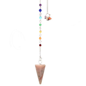 Pink Opal Hexagonal Pendulum with Chakra Chain