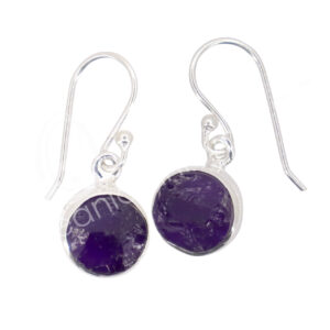 STERLING SILVER - EARRINGS NATURAL AMETHYST 25-30 MM L