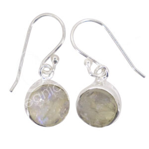 STERLING SILVER - EARRINGS NATURAL RAINBOW MOONSTONE 25-30 MM L