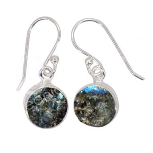 STERLING SILVER - EARRINGS NATURAL LABRADORITE 25-30 MM L