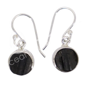 STERLING SILVER - EARRINGS NATURAL TOURMALINE, BLACK 25-30 MM L
