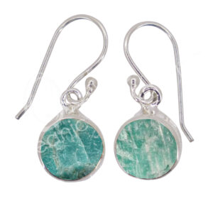 STERLING SILVER - EARRINGS NATURAL AMAZONITE 25-30 MM L