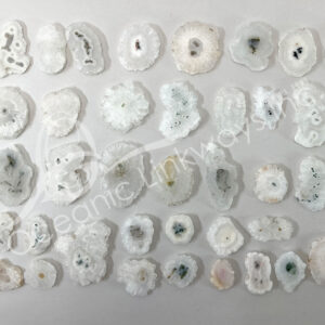 (CLOSE OUT) SLICE - AGATE, WHITE WITH DRUSE 20-50 MM