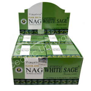 White Sage Incense Cones Golden Nag Collection Pack of 12