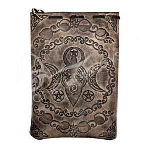 Brown Leather Bag with Triple Moon & Goddess