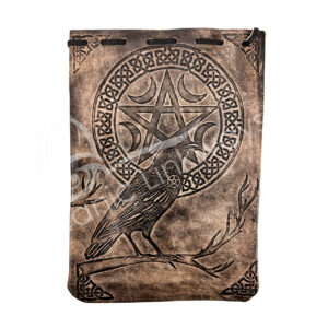 Brown Leather Bag with Pentacle & Raven