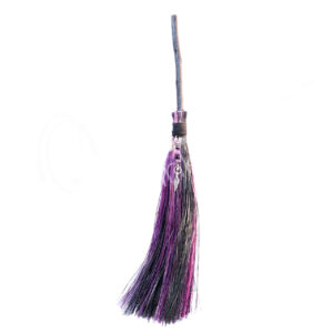Black & Purple Witch's Broom with Amethyst Chips Stones & Goddess