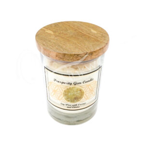 Orange Soy Wax Candle Decorated with Citrine Chips Stones for Prosperity 4"H X 3.25" Diameter