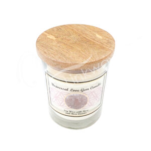 Rose Soy Wax Candle Decorated with Rose Quartz Chips Stones for Universal Love 4"H X 3.25" Diameter