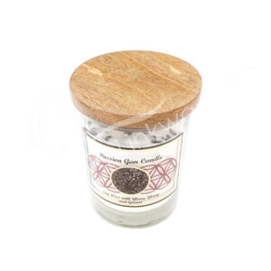 Ylang Ylang Soy Wax Candle Decorated with Garnet Chips Stones for Passion 4"H X 3.25" Diameter