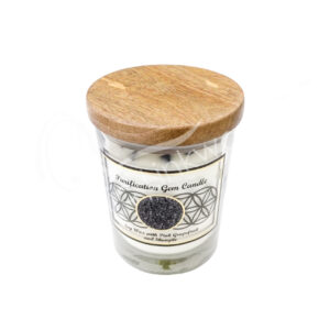 Grapefruit Soy Wax Candle Decorated with Shungite Chips Stones for Purification 4"H X 3.25" Diameter