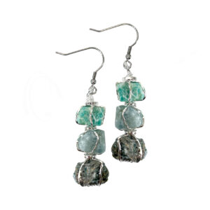 EARRINGS - TRI-STONE CHAKRA THROAT 2"