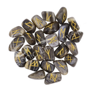 Polished Black Moonstone Rune Set