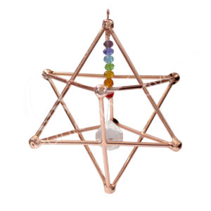 HANGING - COPPER MERKABA WITH CHAKRA CRYSTAL 4"
