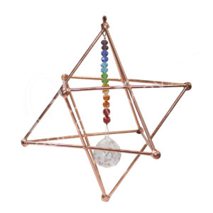 HANGING - COPPER MERKABA WITH CRYSTAL 6"