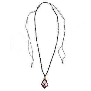 Rhodonite Tumbled Stone in Net Necklace