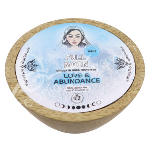 Full Moon Wood Candle Vanilla Scented for Love & Abundance 5"Dia. X 2.5"H