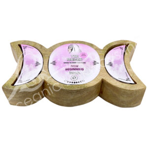 White Hyacinth Scented Candle in Wood Container The Maiden for New Beginning 9"L X 4"W