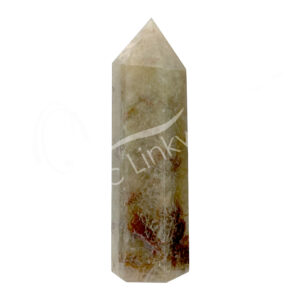 Polished Crystal Quartz with Green Rutile Obelisk