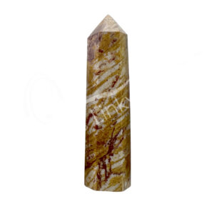 Polished Golden Leaf Yellow and Bugundy Colors Six Sides Obelisk
