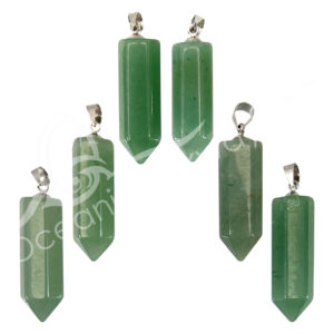 (CLOSE OUT) PENDANT - POINT PENCIL AVENTURINE, GREEN (PK 6) 1-1.25"