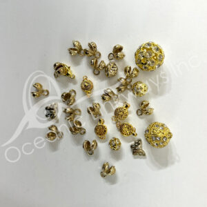 (CLOSE OUT) BEADS - GOLDEN METAL MIXED DESIGNS (PK 20) 0.5-2"L