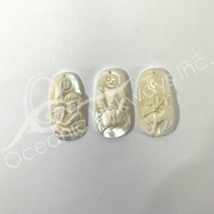 (CLOSE OUT) BEADS - MOTHER OF PEARL ZODIAC MIXED (SET OF 3) 1.5"