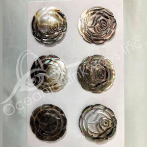 (CLOSE OUT) BEADS - MOTHER OF PEARL ROSE SHAPE (PK 6) 1.5"DIA