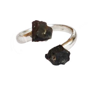 Shungite Adjustable Metal Ring 20-22 mm Diameter