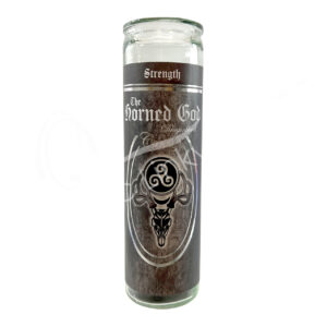 Dragonblood Candle in Glass Jar with The Horned God Design 8"H X 2.25" Diameter