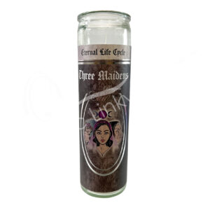 Benzoin Candle in Glass Jar with Three Maidens Design 8"H X 2.25" Diameter