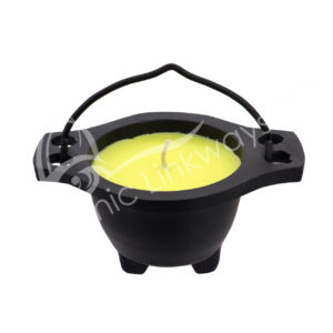 Yellow Citronella Scented Candle in Cauldron 4"L X 2"H X 3"W