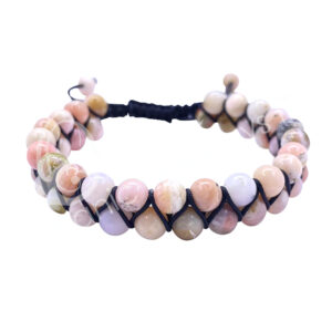 BRACELET - DOUBLE ROW ADJUSTABLE OPAL, PINK (6 MM) 6.75-10.25"